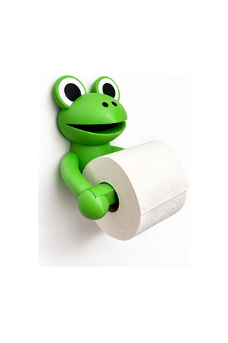 Sevimli Kurbağa Tuvalet Kağıdı Askılığı Duvar Tipi Wc Kağıtlık Sert Plastik Dayanıklı Banyo Çok Renkli