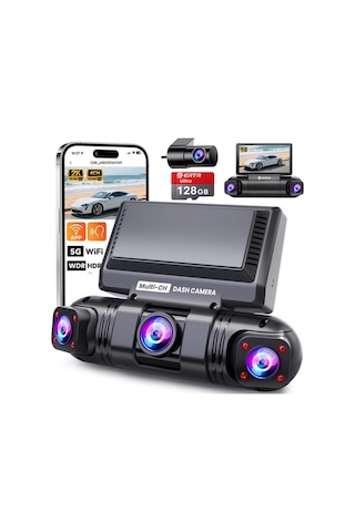 360 Araç Kamerası, 4 Kanallı Kablosuz 2k Araç Kamerası, 2k+1080p 3 Çözünürlük, Entegre Wi-fi Ve Uygulama, G-sensörü, 8 Ir Gece Görüş Led'i, Dahil. 64gb Sd Kart