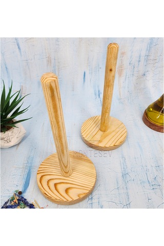 2 Ad Çam Ağacı Kağıt Havluluk Ahşap Peçetelik Mutfak Düzenleyici