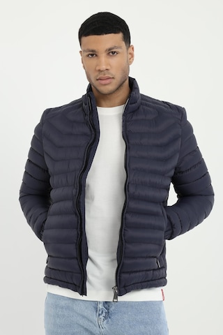 Dufy Lacivert Kapitone Slim Fit Erkek Mont-25286 Lacivert