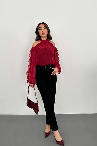 Alemdarshop Siyah Boru Paça Jeans Pantolon