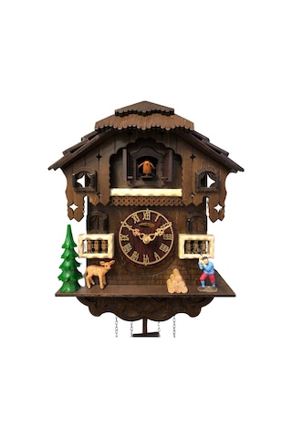 Eastar Yüzde 100 Masif Ahşap Guguklu Duvar Saati EC2305 Kahverengi