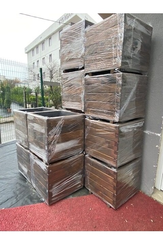 Ahşap Küp Saksı 50x50x50 Cm Emprenyeli Dış Mekan Saksısı