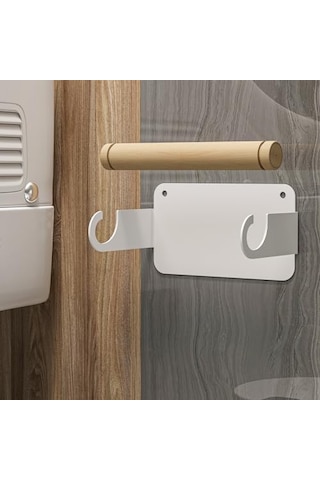 Ahşap Metal Tuvalet Kağıtlığı, Tuvalet Kağıdı Tutacağı, Yapışkanlı Tuvalet Kağıtlığı, Doğal Ahşap Bar Tutucu Tuvalet Kağıdı Standı, Minimal Tuvalet Wc Kağıtlık Beyaz Siyah