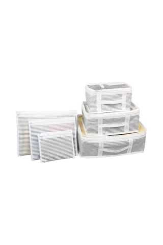Bavul İçi Düzenleyici Valiz Organizer 6 Lı Set - Çizgili Çok Renkli