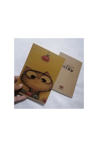 Owl Bag Özel Tasarım Vıntage Görünümlü Sevimli Kedicik Desenli Defter Çok Renklı