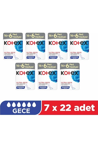 Kotex Ultra Gece Hijyenik Ped 7 x 22 Adet