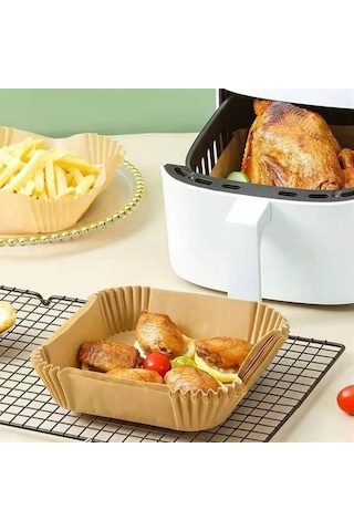 Air Fryer Pişirme 50 Adet Kağıdı Tek Kullanımlık Hava Fritöz Yağ Geçirmez Yapışmaz Kare Tabak Model