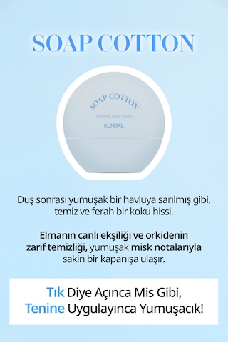 Yoğun Nem Sunan Parfümlü El Kremi Kundal Signature Perfumed Hand Cream Soap Cotton