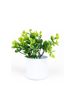 Yapay Çiçekçiniz 3 Adet Mini Beyaz Saksıda Yapay Çiçek Seti Yeşil