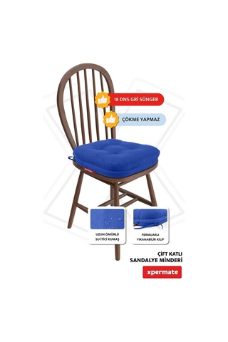 Çift Kat Sandalye Minderi Fermuarlı Yıkanabilir Kılıf Bağcıklı Su Ve Yağ İtici 42x42x8 Cm Çok Renkli