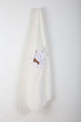 %100 Pamuklu Yenidoğan Çift Katlı Penye Bebek Battaniyesi Sb 513 Krem Krem