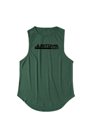 Yeşil Muscleguys Yaz Erkek Spor Giyim Rahat Baskılı Tank Top Vücut Geliştirme Fitness Slim Fit Çabuk Kuruyan Yelek Egzersiz