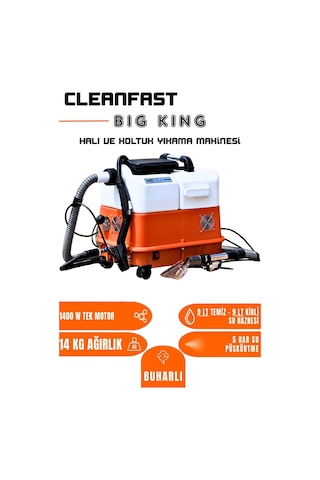 Cleanfast Big King Tek Motorlu Buharlı Koltuk Halı Yıkama Makinesi