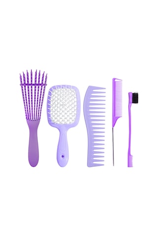 Moveevo Saç Şekillendirici 5 Parça Çok Fonksiyonlu Masaj Tarak Mor