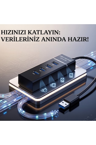 4 Portlu Süper Hızlı Usb 3.0 Çoklayıcı