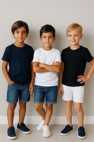 Çocuk Basic T-shirt Kız - Erkek Unisex %100 Pamuk 3'lü Süper Paket K-6