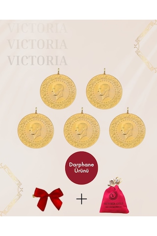 Vıctorıa Gold 5 Adet Çeyrek Altın Eski Tarihli Kulplu 22 Ayar
