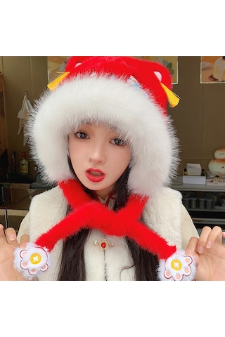 Şık Kışlık Polar Şapka, Kulaklıklı Kalın Ve Sıcak Polar Şapka, Stil 1 Beyaz