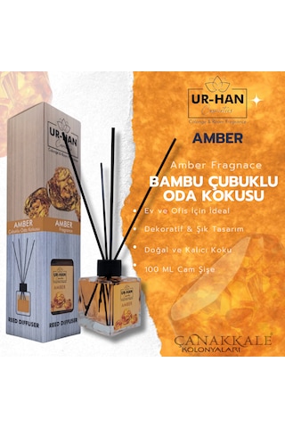 Amber Bambu Çubuklu Oda Kokusu 100 Ml Cam Şişe