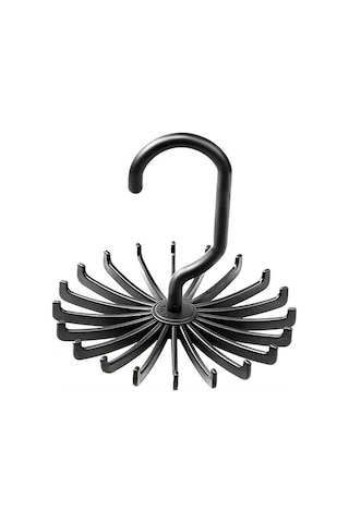 Siyah 360 Derece Dönen Kemer Rafı Boyun Kravat Askısı Depolama Askısı Kravat Kemer Boyun Tutucu Yerden Tasarruf 20 Kanca Elbise Askısı Siyah