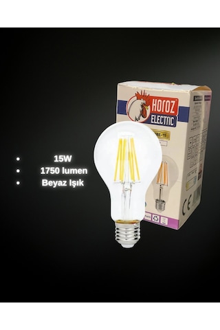 Horoz 001-015-0015 Led Filament Ampul 15w Beyaz Işık E27 Duy