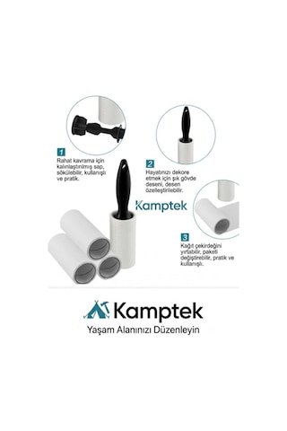 Kamptek Patili Kedi Köpek Tüy Toplama Rulosu - Yüksek Yapışkanlı Evcil Hayvan Tüy Temizleyici Roller + Kolay Soyulabilir Yapraklar 1 Adet 60 Yaprak