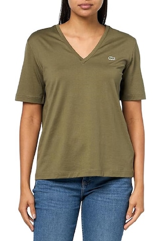 Lacoste V Yaka Organik Pamuk Bayan T-shirt Haki