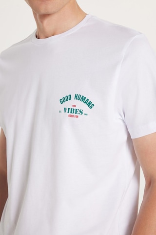 Tudors Erkek Slim Fit Dar Kesim %100 Pamuk Yumuşak Dokulu Baskılı Beyaz Bisiklet Yaka Tişört-34776 Beyaz