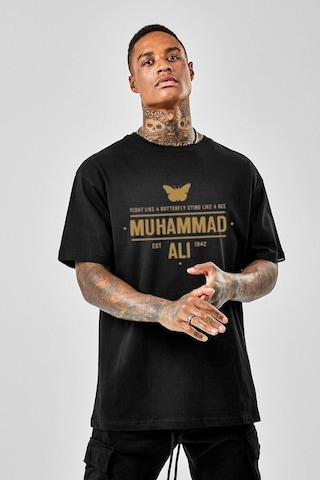 Erkek Siyah Oversize Muhammad Alı Baskılı T-shirt Siyah