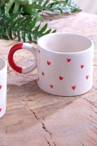 Hearts Seramik Kupa Fincan Bardak Mug Double Türk Kahve Fincanı 2 Adet