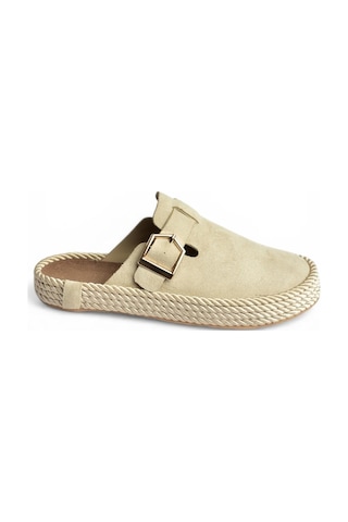 Fox Shoes Y596148502 Bej Süet Önü Kapalı Sabo Terlik