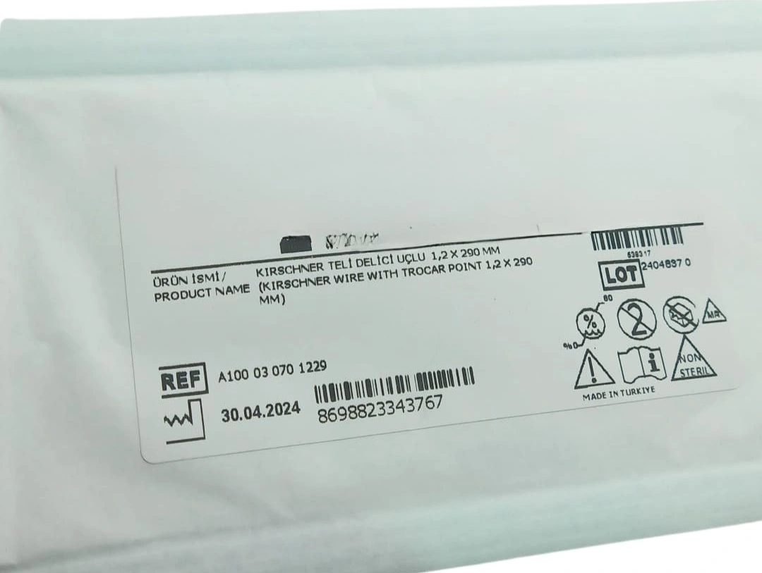 Kirschner Teli Delici Uçlu 1,2x290mm Steril Paketli Cerrahi Eğitim Ve Uygulama Materyali Çok Renkli