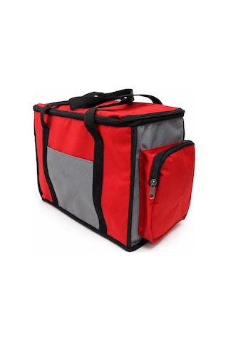 Newbag Yandan Cep Yalıtımlı Soğutucu El Askılı Kamp Çanta-krm Gri Kırmızı - Gri