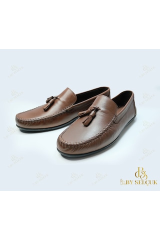 Loafer Düz Taban Deri Ayakkabı Taba
