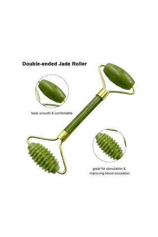 Hangfox Yüz Bakımı Taş Seti: İki Yönlü Mermer Rulman + Gua Sha Tarak - Cilt Parlaklığı Ve İnce Çizgiler İçin