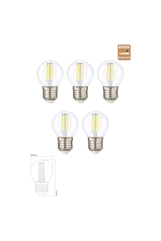 Led Filament Rustik Ampul 6 Watt E27 Beyaz Işık 5'li Erd-247