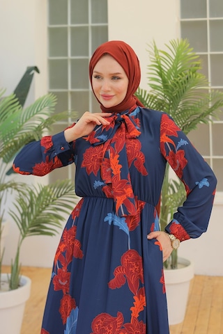 Armine Trend Desenli Elbise Lacivert 23yt905-lacivert Lacivert