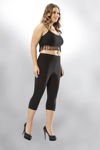 Kadın Düz Capri Tayt Battal SiYAH