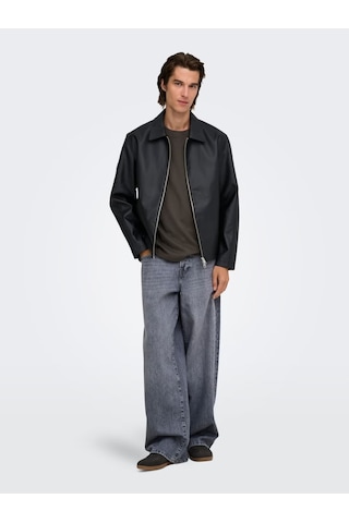 Only & Sons Erkek Onsrem Siyah Deri Ceket - 22038683