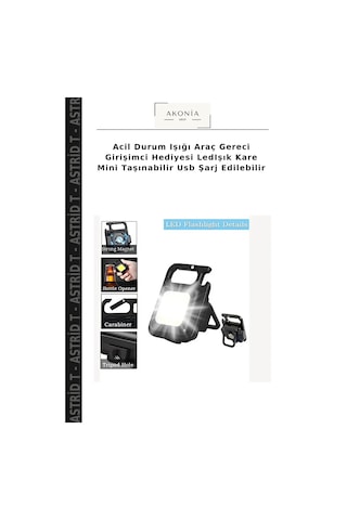 Acil Durum Işığı Araç Gereci Girişimci Hediyesi Ledışık Kare Mini Taşınabilir Usb Şarj Edilebilir