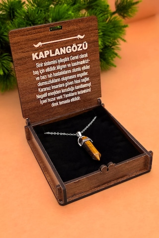 Kaplan Gözü Bileklik Kolye Seti Kadın Erkek Doğal Taş Kaplangözü 8 Mm Bt072 Kahverengi