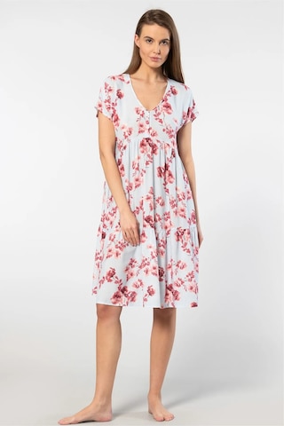 Türen 3602 Kadın Kısa Kollu Dokuma Kloş Elbise-mavi Mavi