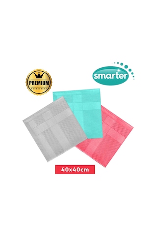 Smarter Premium 3'lü Mikrofiber Temizlik Bezi 40x40 Yeşil
