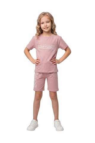New Kids Çocuk Kız Takım Glkrs Kaprili Maryland Baskılı Rahat Kumaş .-91215 Gülkurusu