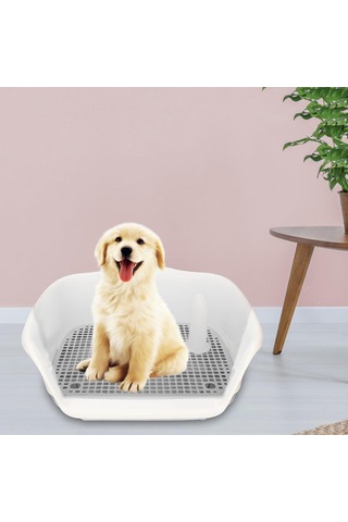 Homyl Kapalı Köpek Lazımlık Tepsisi Küçük Ve Beyaz-gri