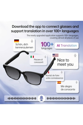 Xuweiwei Turuncu Hd Sesli Aramalı Akıllı Kablosuz Çeviri Gözlük Müzik Kontrollü Açık Kulak Müzik Mavi Işık Filtreli Dış Mekan Gözlük Kulaklık