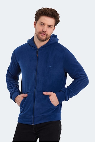 Slazenger Samson 2 Li Set Erkek Fermuarlı Kapüşonlu Cepli Sweatshırt Siyah - İndigo