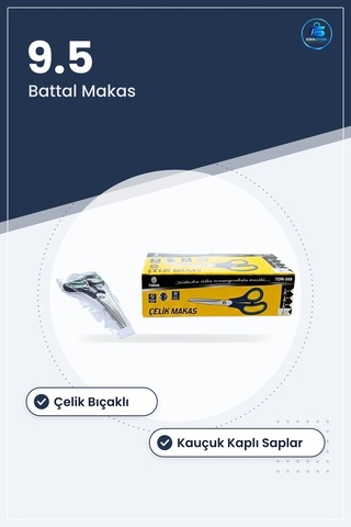 Kesici Makas 9.5 Battal Çelik Kumaş Kağıt Karton Kesim Ev Ofis At