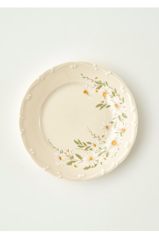 Bella Maison Daisy Porselen 6'lı Pasta Tabağı Krem 20 Cm Krem